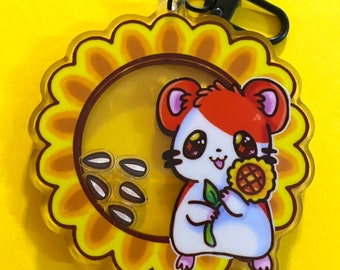 Hamtaro Ham Ham Sunflower Seed Shaker Charm Keychain