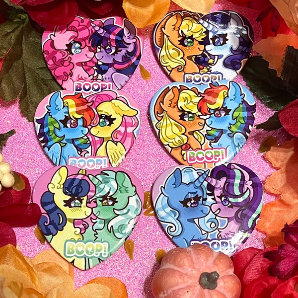 READ DESC new pairings My little pony boop! buttons pins applejack rarity twilightsparkle pinkiepie fluttershy rainbow dash trixie mlp ships