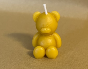 Small Teddy Bear Shaped Candle - 100% Beeswax