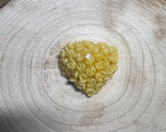 Small Flowered Heart Candle - 100% Beeswax