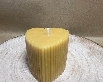 Ribbed Heart in Hands Candle - 100% Beeswax