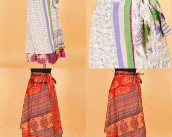 SALE ON Indian wrap silk skirts vintage silk skirt indian bohemian summer skirt long Handmade skirts