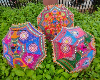 Wholesale Lots PC Indian Umbrellas Parasol Decorative Sun Wholesale Umbrella Wedding Parasols Decor Handmade Embroidered Traditional