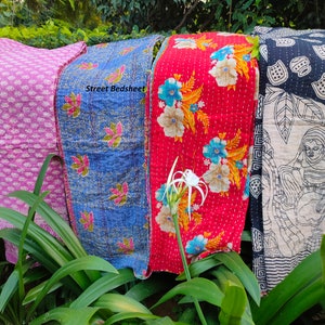 Lot de gros lot d'édredon kantha vintage indien fait main jeté couverture réversible couvre-lit coton tissu boho couette image 3