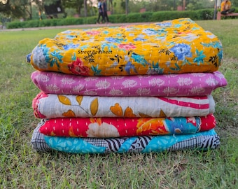 Wholesale Lot Vintage Kantha Quilt, Sari Coverlet, Sundance Kantha Throw Recycle Fabric Bohemian Bedspread Quilted