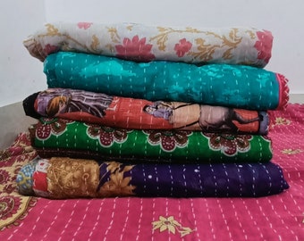 Wholesale Lot Pure Cotton Vintage Kantha Quilt, Sari Coverlet, Sundance Kantha Throw Recycle Fabric Bohemian Bedspread Quilted Bed Covers