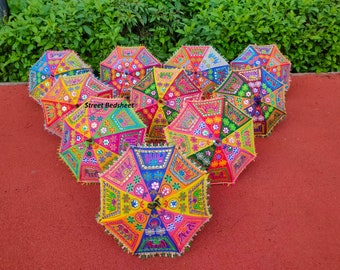 10 Pcs Mix Lot Indian Wedding Umbrella Handmade Umbrella Decorations Parasols Cotton Elephant Print Umbrellas