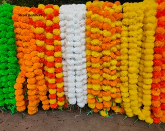 50 Pz VENDITA SU Fiore di calendula indiano Decorativo artificiale Deewali Corde di ghirlanda di fiori di calendula per la decorazione della festa nuziale di Natale