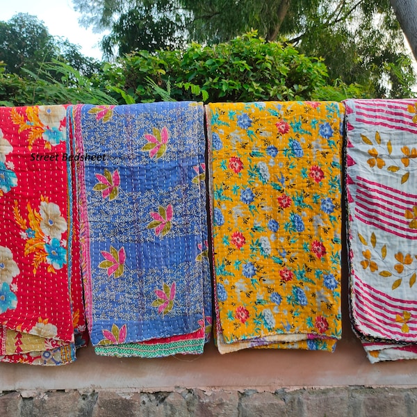 Wholesale Lot Of Indian Vintage Kantha Quilt Handmade Throw Reversible Blanket Bedspread Cotton Fabric Vintage quilt