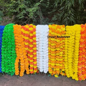 Marigold Flower String Decoration, Artificial Plastic Flowers, Party Decor, Floral Garland Strand, Event Supply
