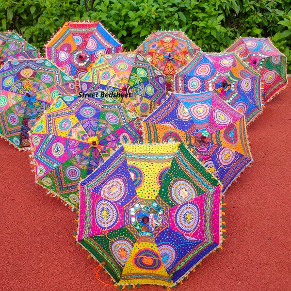 10 Pcs Mix Lot Indian Wedding Umbrella Handmade Umbrella Decorations Parasols Cotton Umbrellas