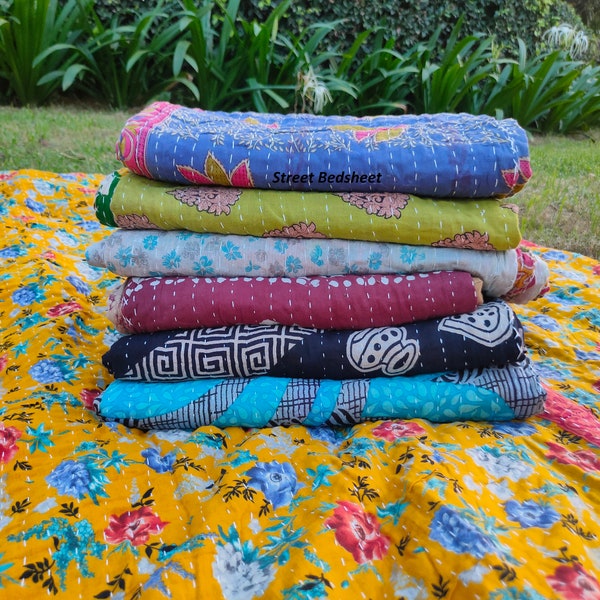 Wholesale Lot Of Indian Vintage Kantha Quilt Handmade Throw Reversible Blanket Bedspread Cotton Fabric BOHEMIAN quilt