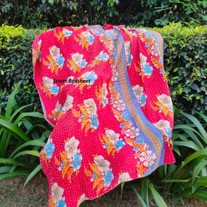 Vintage Upcycled Cotton Throw Blanket – Handmade Soft Recycled Quilt, Sustainable Eco Home Accessory