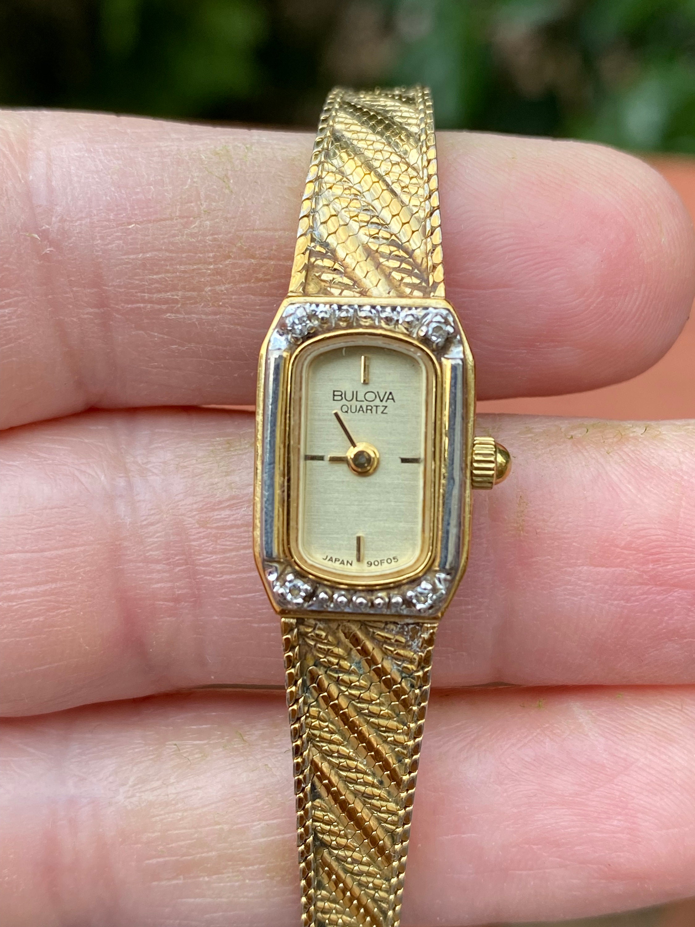 Vintage Ladies Bulova Watch Stamped W. Germany. 1980s Model CO P8 With 4 Diamonds. Etsy UK