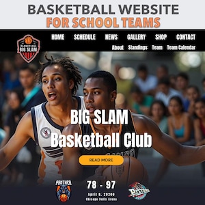 Basketball Team Website Template: Canva Editable One-Page Design (Digital Download)