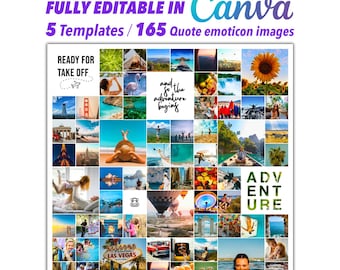 Photo Collage Template Grid Design: 165 Quote emoticon images, Customizable Canva Design (Digital Download) 150 Photo Collage Template