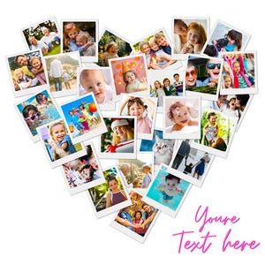 Herzform Fotocollage Vorlagen, Herz Fotocollage Vorlage, FAMILIE Fotocollage, Geburtstag Fotocollage, Familienfotokunst, Canva