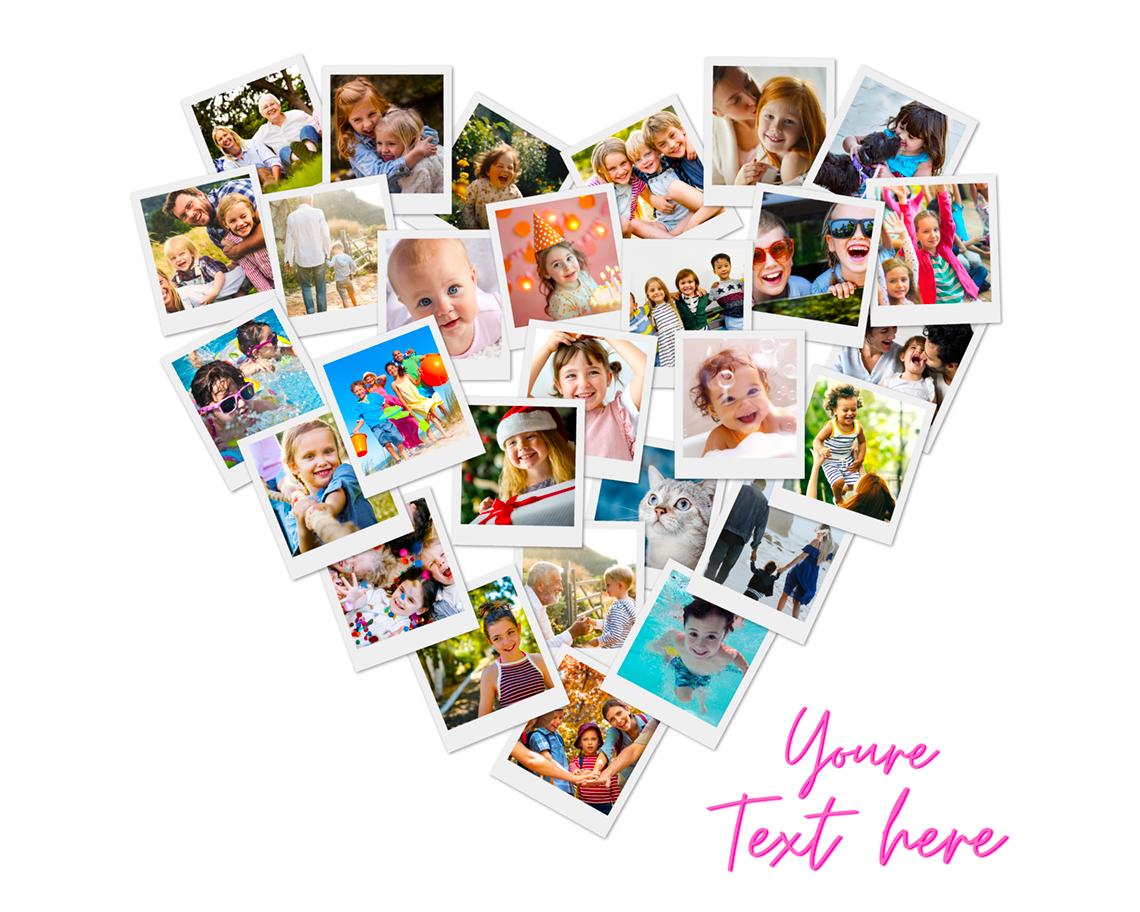 Heart Shape Photo Collage Templates, Heart photo collage template, FAMILY photo collage, birthday photo collage, family photo art, Canva