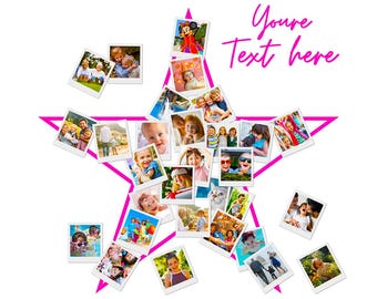 Star Photo Collage Template: Customizable Canva Design (Digital Download)