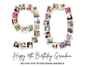 90th Birthday Photo Collage Gift: Personalized Number Template (Digital Download)