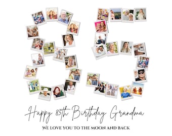85th Birthday Photo Collage Gift: Personalized Number Template (Digital Download)