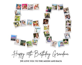 50th Birthday Photo Collage Template: Personalized Family Gift (Digital Download)