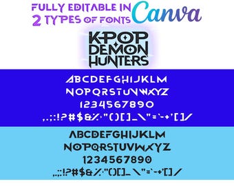 Kpop Demon Hunters Font Bundle, Huntrix Typeface, Canva Font, Canva Print, PNG Font, Canva Editable. Affinity Editable.