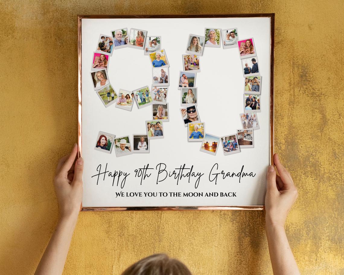 90th Birthday Photo Collage Gift: Personalized Number Template (digital ...