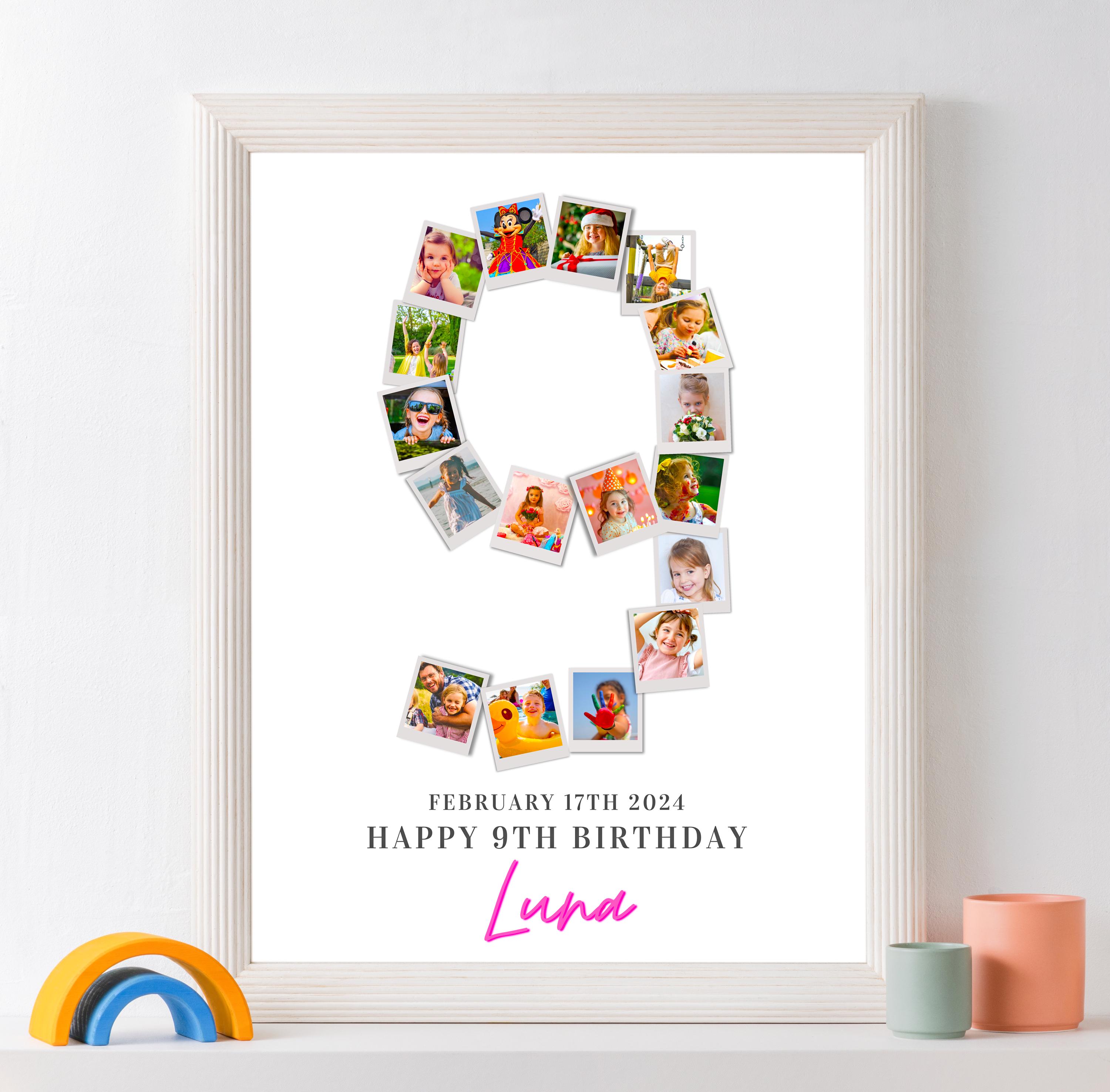 9th Birthday Photo Collage Template: Editable Number 9 Poster (digital ...