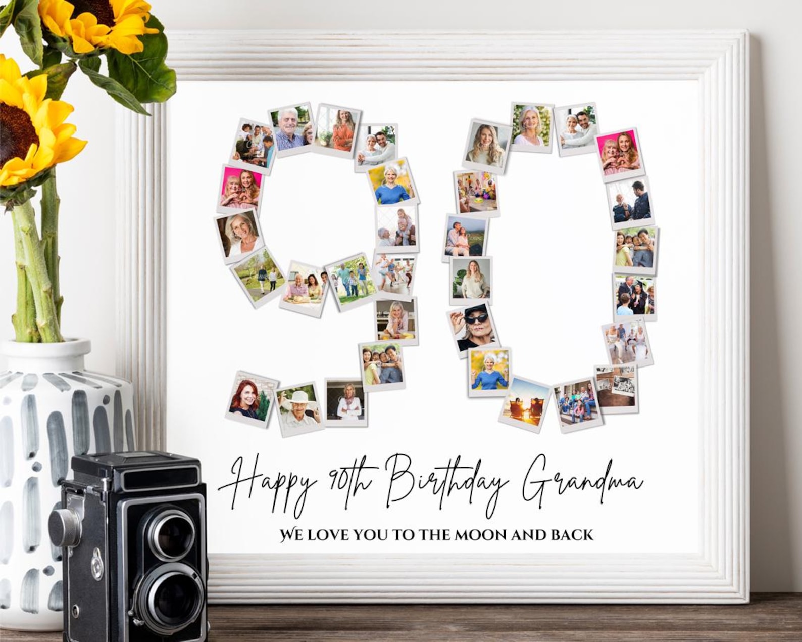 90th Birthday Photo Collage Gift: Personalized Number Template (digital ...
