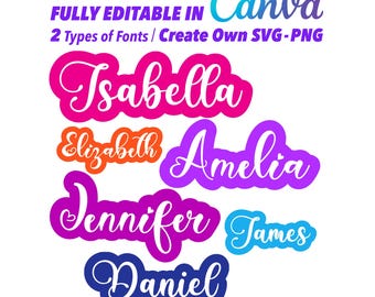 Custom Name, Canva Color Bubble Font Text, Easily Create Your Own Custom Bubble Text Name, Printable and Digital Use