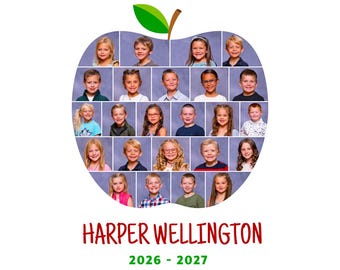 Apple School Photo Collage, School Photo Display, Teachers Gift, Apple Photo Collage, School Graduation Photo, Gift for Teacher, Canva