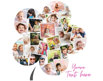 Flower Photo Collage Template: Family, Birthday, Anniversary (Canva, Digital Download)