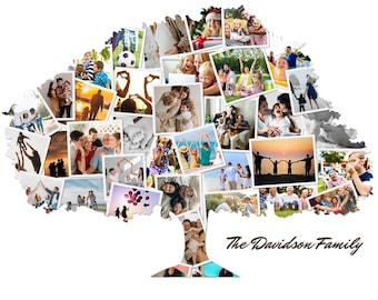 Family Tree Photo Collage Template: Personalized Family Art (Canva, Digital Download)