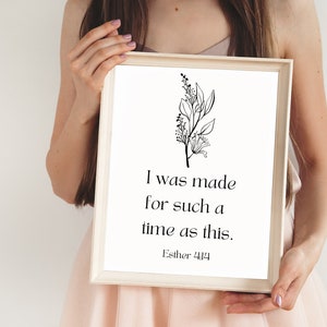 You were made for this Esther 4:14, Wall art print, Minimalist Christian Wall Art, Bible Verse Print, Christian Poster Decor, Gift for her