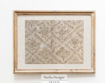 Neutral Floral Vintage Textile on Linen | Vintage Pattern | Digital Print Wall Decor | PRINTABLE | 077