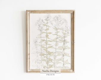 Delicate Flower Sketch | Vintage Painting | Digital Print Wall Decor | PRINTABLE | 183