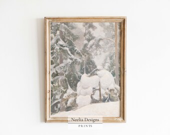 Winter Forest After a Snow Storm | Vintage Painting | Digital Print Wall Decor | PRINTABLE | 154