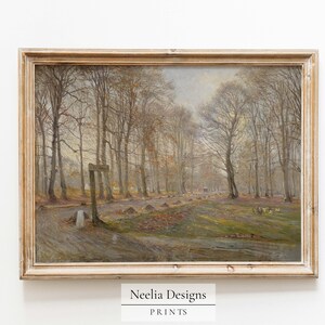 Trees on the Roads in Autumn | Vintage Painting | Digital Print Wall Decor | PRINTABLE | 072