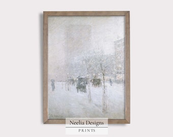 Mystical Snow Storm in the City | Vintage Painting | Digital Print Wall Decor | PRINTABLE | 153