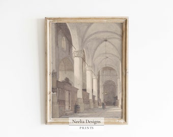 Old Church Hall | Vintage Painting | Digital Print Wall Decor | PRINTABLE | 177
