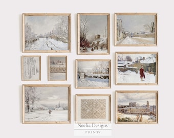 Warm Winter Village Neutral Collection | Vintage Gallery | Digital Print Wall Decor | PRINTABLE | 163