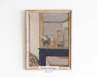 Living Room Hearth Still Life | Vintage Painting | Digital Print Wall Decor | PRINTABLE | 175