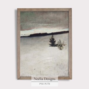 Moody Trees in a Snowy Field | Vintage Painting | Digital Print Wall Decor | PRINTABLE | 113