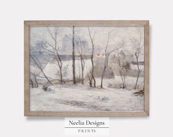 Winter Cottage in the Woods | Vintage Painting | Digital Print Wall Decor | PRINTABLE | 189
