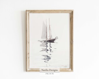Sailing Ship Watercolour | Vintage Painting | Digital Print Wall Decor | PRINTABLE | 182