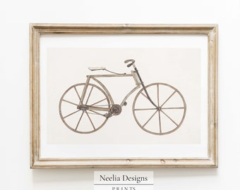 Vintage Bicycle Drawing | Vintage Sketch | Digital Print Wall Decor | PRINTABLE | 184