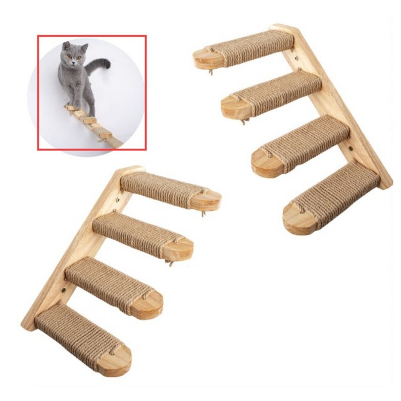 Wood Cat Stairs Wall Furniture Cat Play Steps Climbing Wall Etsy