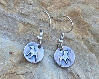 Fine Silver Jewelry Dangle Earrings, Dog Theme