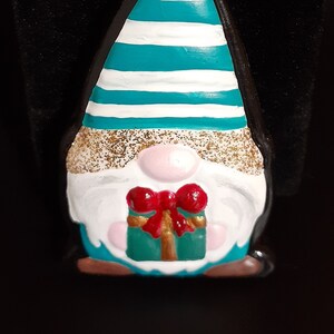 Aqua Stripe Gnome Plaster Ornament